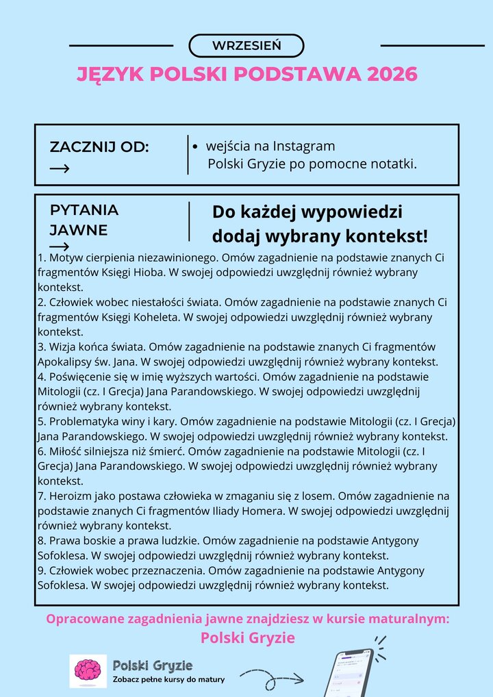 planer maturalny z polskiego