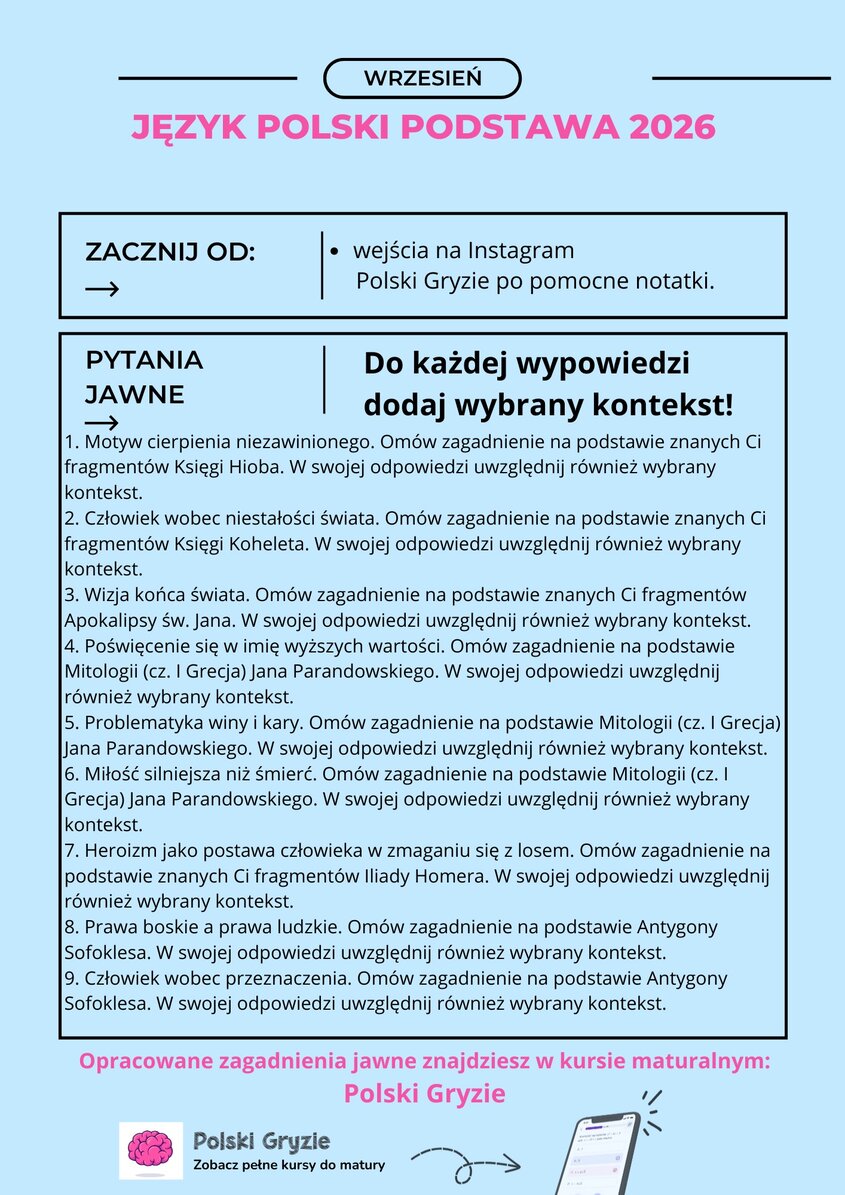 planer maturalny z polskiego