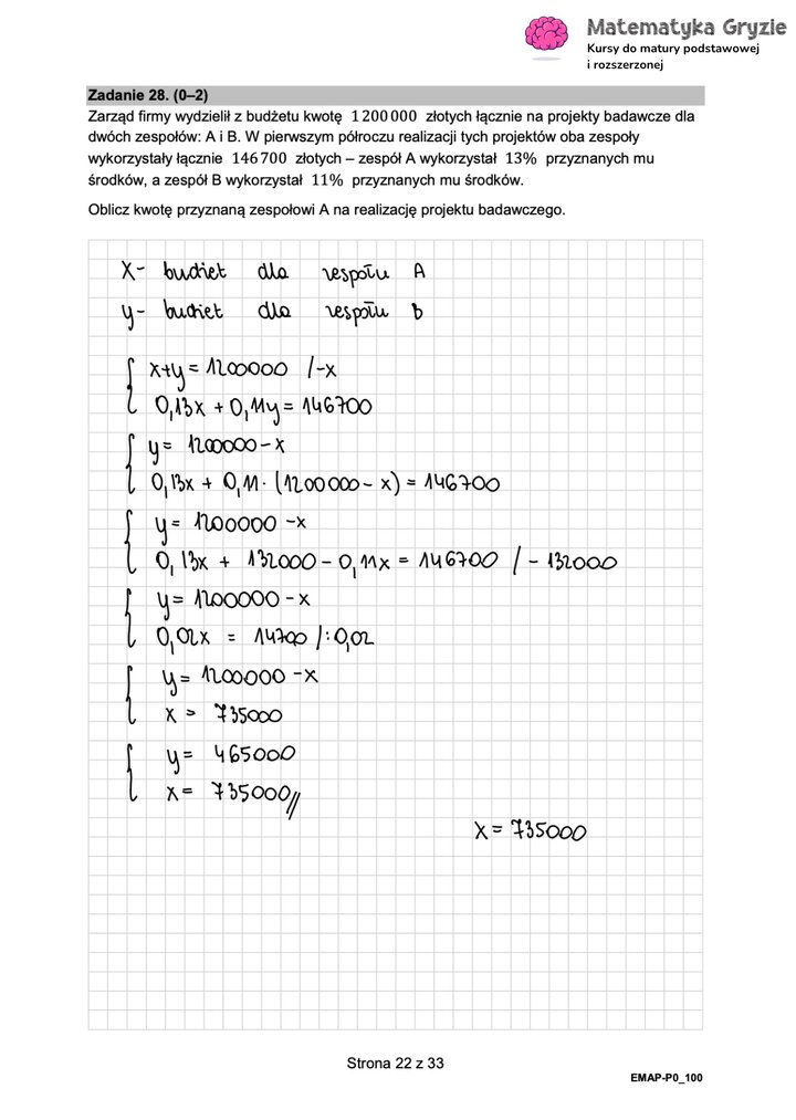 Fragment arkusza maturalnego  z matematyki podstawowej - zadanie tekstowe, obliczenia logiczne.