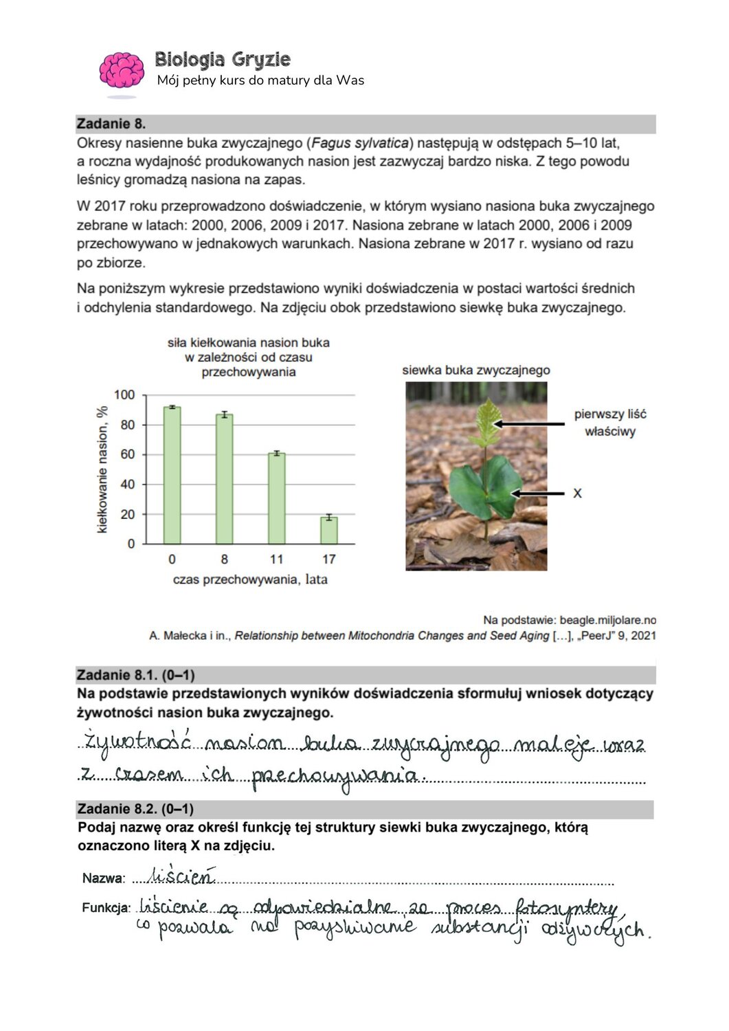 zadanie 8.1 8.2 matura CKE biologia formuła 2015