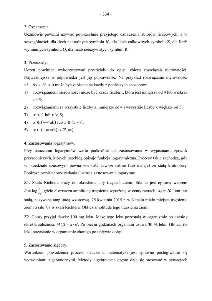 Fragment dokumentu z wymaganiami egzaminacyjnymi z matematyki do matury, zawierający opis celów i efektów kształcenia.
