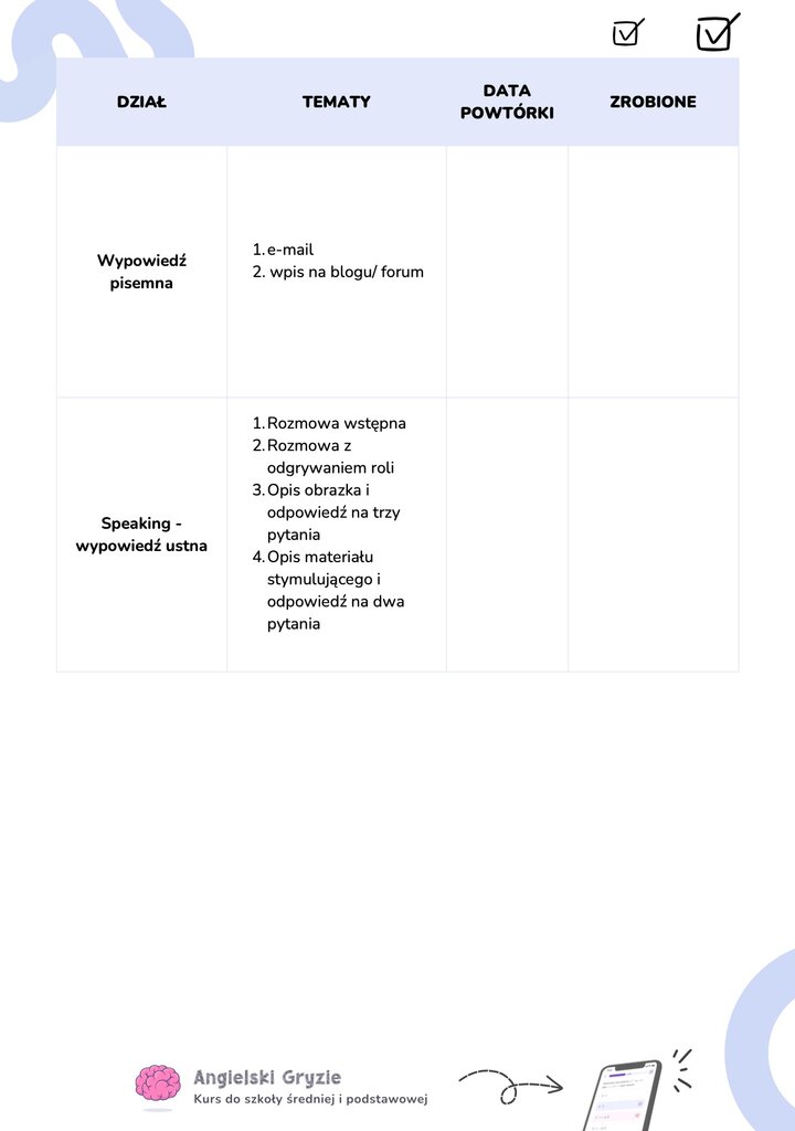 Planer nauki do matury z języka angielskiego