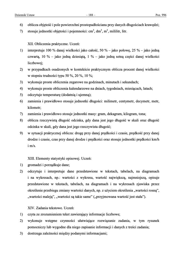 estawienie wymagań edukacyjnych z matematyki do egzaminu ósmoklasisty, podzielone na działy: liczby, wyrażenia algebraiczne, geometria i statystyka.