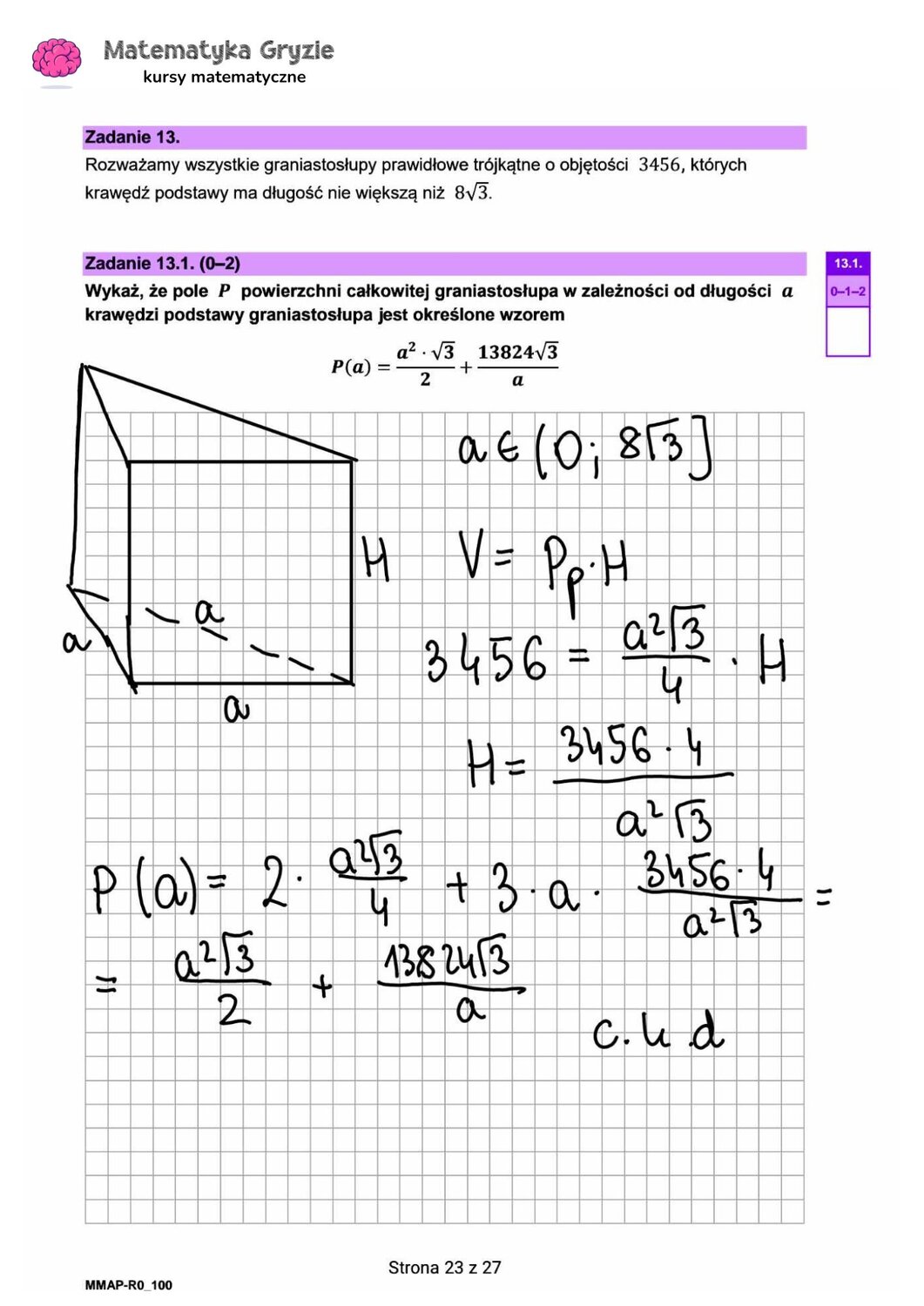 zadanie 13.1 matura rozszerzona CKE matematyka