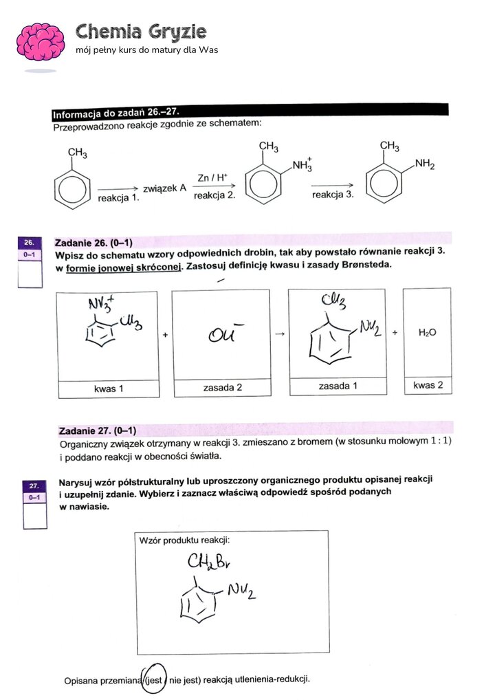 zadanie 26, 27 matura CKE chemia