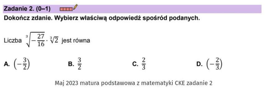 Pierwiastki zadania maturalne