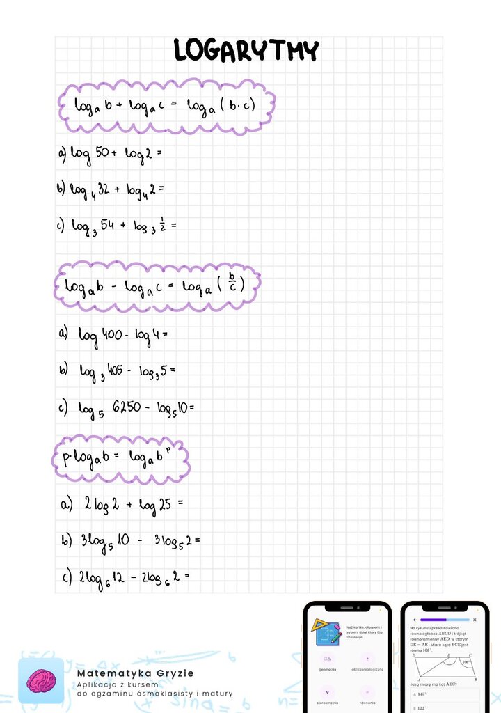 Zadania na sprawdzian logarytmy