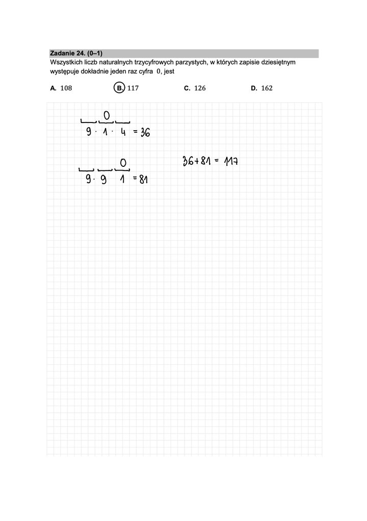 Fragment arkusza maturalnego  z matematyki podstawowej - zadanie z kombinatoryki, zastosowanie reguły mnożenia.