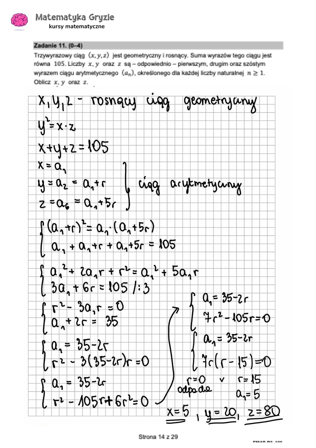 zadanie 11 matura CKE matematyka formuła 2015