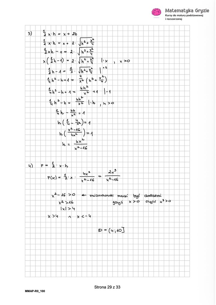 Rozwiązania do arkusza maturalnego z matematyki rozszerzonej Maj 2026 - schemat rozwiązania zadania otwartego.