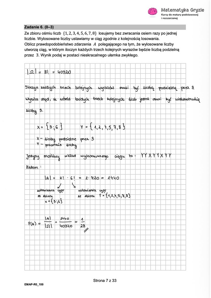 Rozwiązania do arkusza maturalnego z matematyki rozszerzonej Maj 2026 - schemat rozwiązania zadania otwartego.
