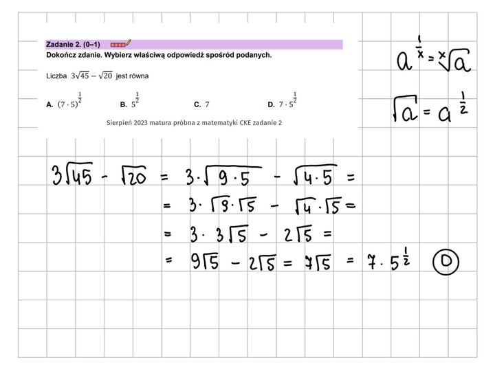 Pierwiastki zadania maturalne