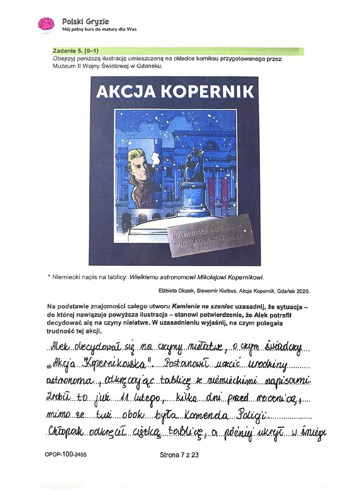 zadanie 5 egzamin ósmoklasisty CKE język polski