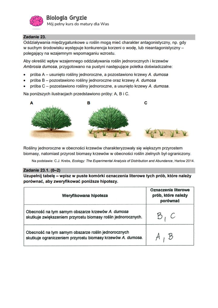 zadanie 23 matura CKE biologia formuła 2015
