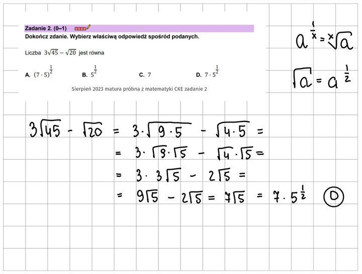 Potęgi i pierwiastki zadania maturalne