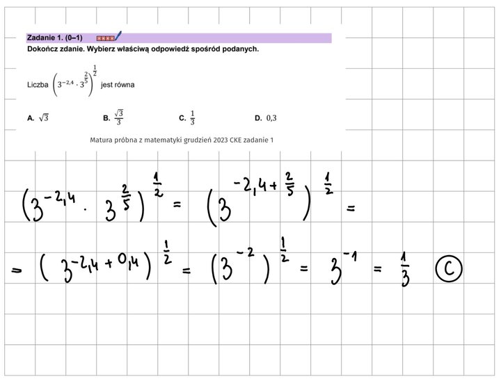 Potęgi i pierwiastki zadania maturalne