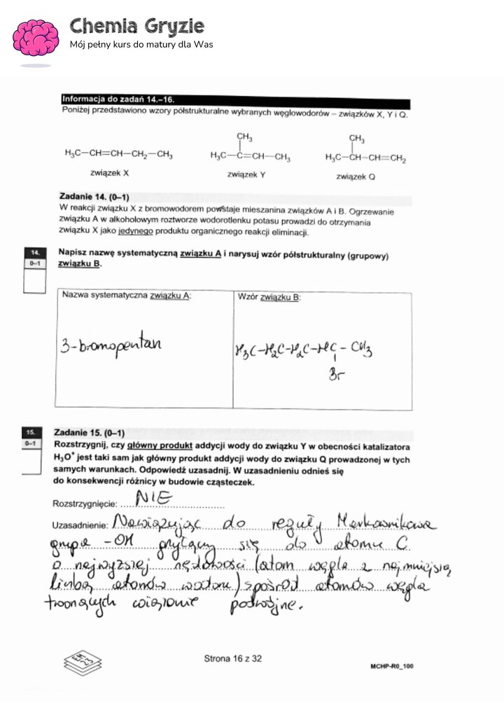 zadanie 14, 15 matura CKE chemia formuła 2015