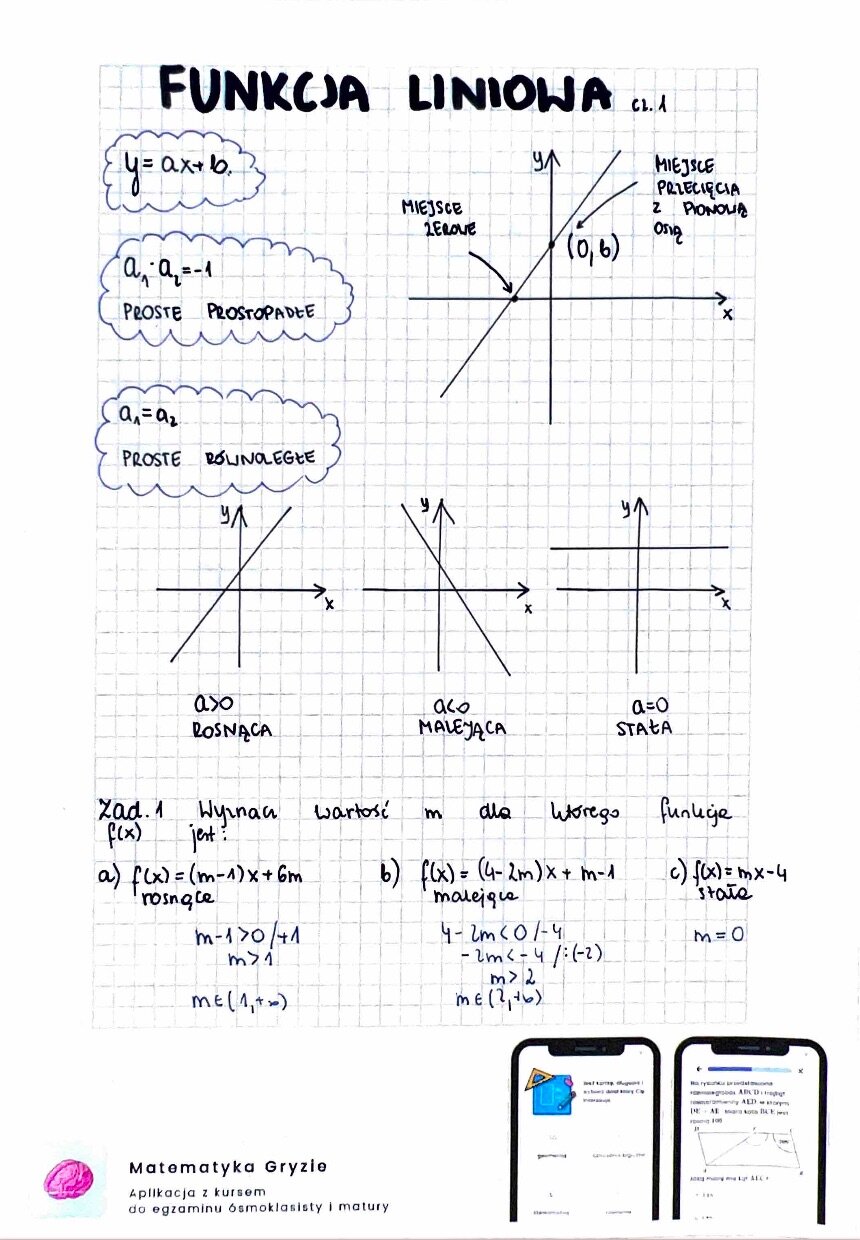 Funkcja liniowa zadania z rozwiązaniami cz. 1 pdf