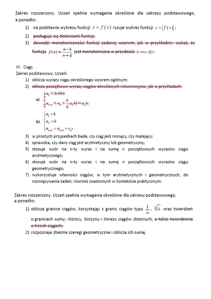 Wymagania na maturę z matematyki 2023 i 2024 