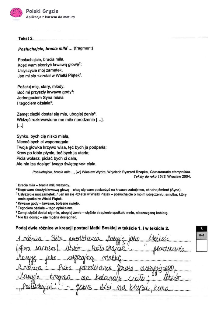 Fragment arkusza maturalnego z języka polskiego – pytania dotyczące wybranych lektur obowiązkowych.