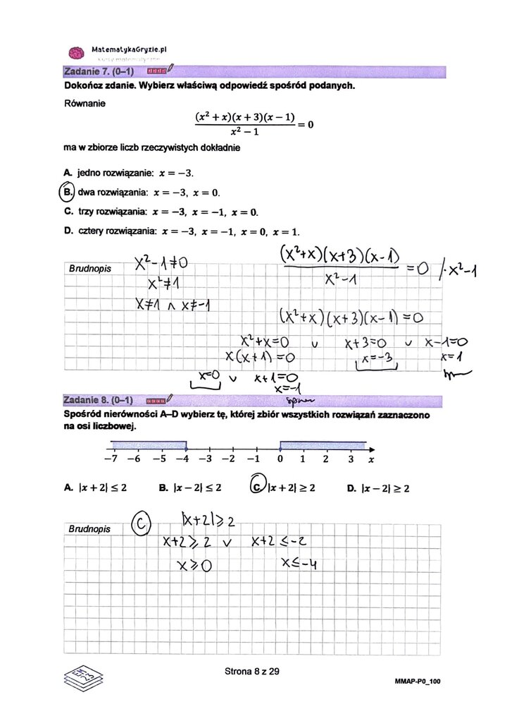 zadanie 7 i 8, matura próbna matematyka wrzesień 2022