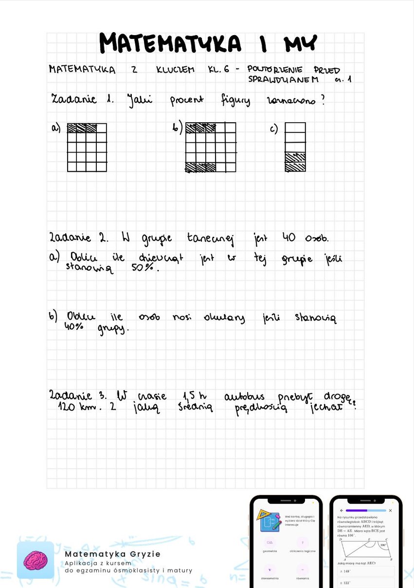 Zadania na sprawdzian matematyka z kluczem klasa 6 - matematyka i my