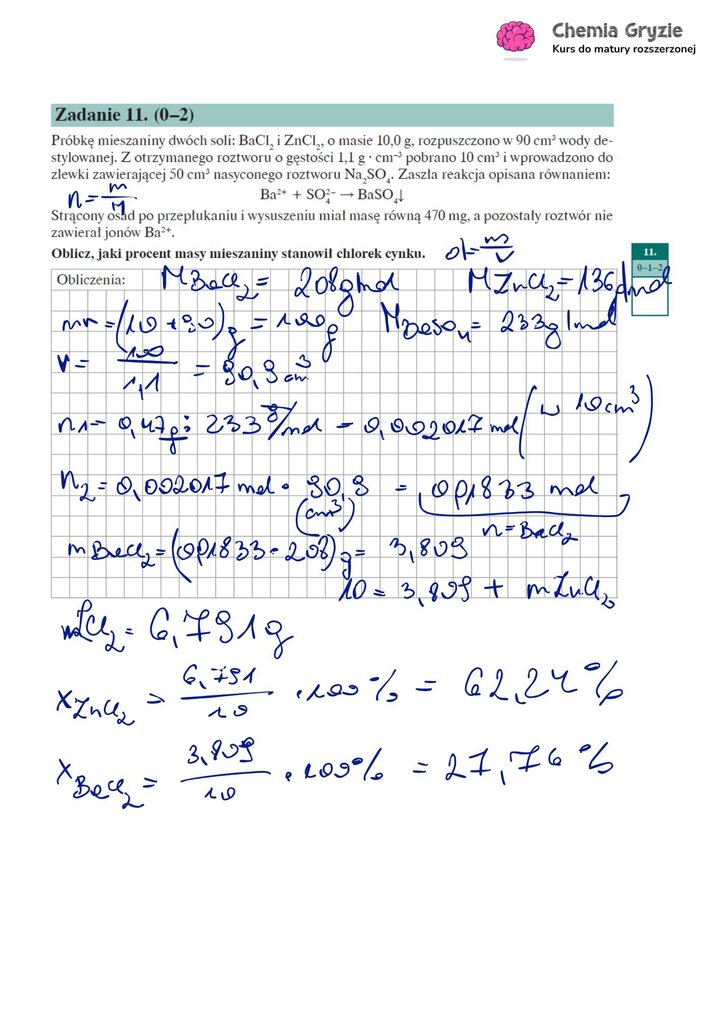 Matura Próbna Chemia Operon 2025 - zadanie 11 rozwiązanie