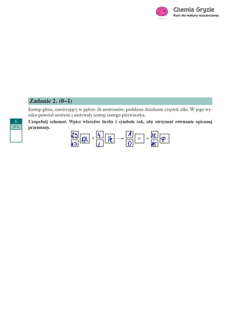 Matura Próbna Chemia Operon 2025 - zadanie 2 rozwiązanie