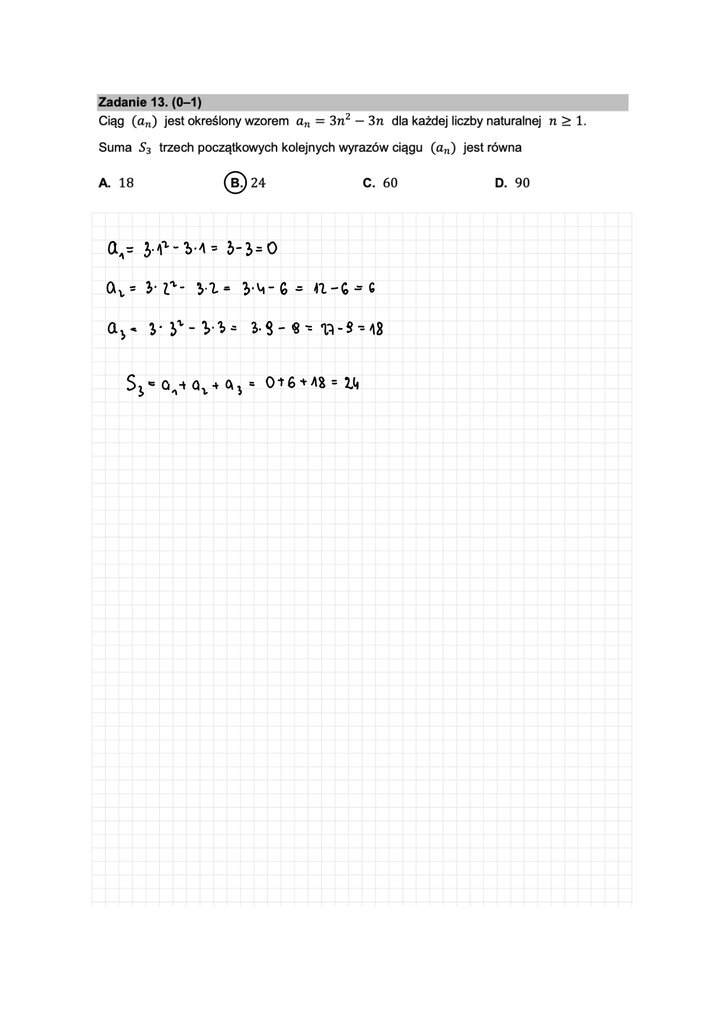 Fragment arkusza maturalnego  z matematyki podstawowej -  zdanie z wzorem ciągu.