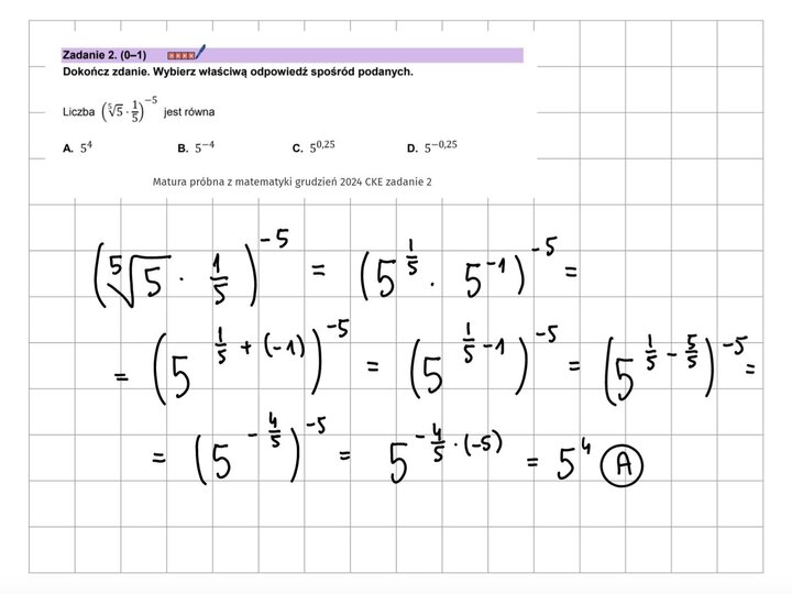 Potęgi i pierwiastki zadania maturalne