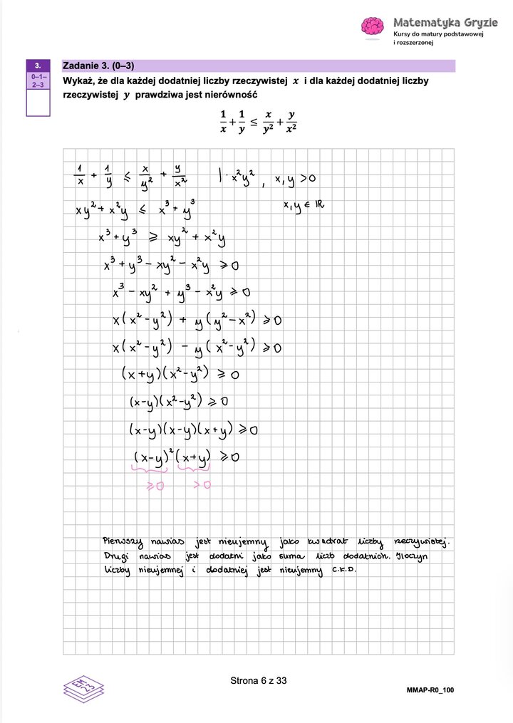 Rozwiązania do arkusza maturalnego z matematyki rozszerzonej Maj 2026 - schemat rozwiązania zadania otwartego.