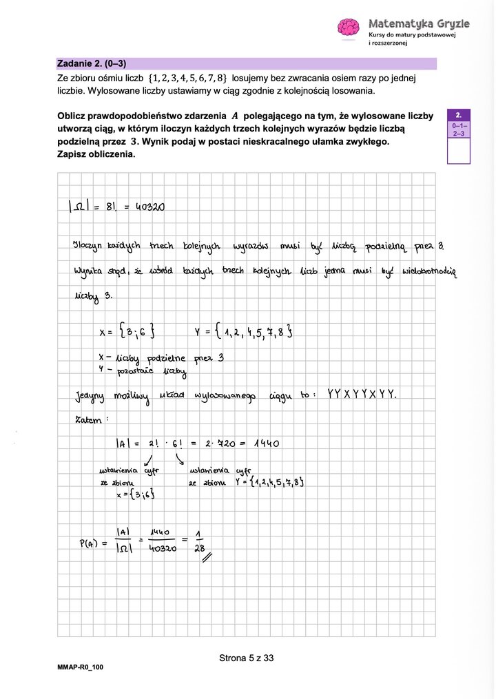 Rozwiązania do arkusza maturalnego z matematyki rozszerzonej Maj 2026 - schemat rozwiązania zadania otwartego.
