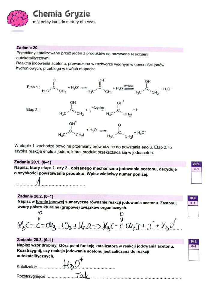 zadanie 20 matura CKE chemia
