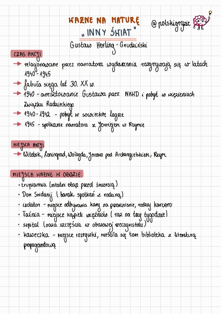 Ilustracja symbolizująca proces myślowy, jako wprowadzenie do analizy lektury 'Inny świat' Gustawa Herlinga-Grudzińskiego. Obrazek mózgu z żarówką.