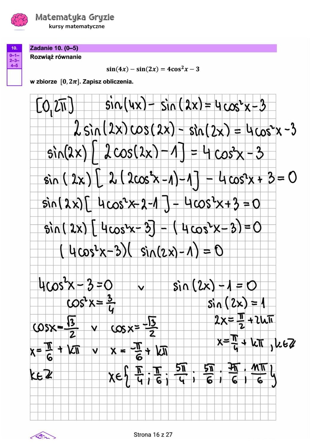 zadanie 10 matura rozszerzona CKE matematyka