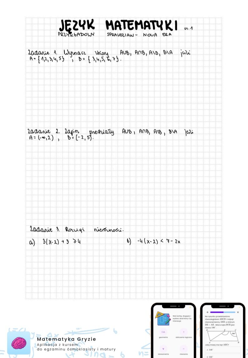 Zadania na sprawdzian Nowa Era - Język matematyki