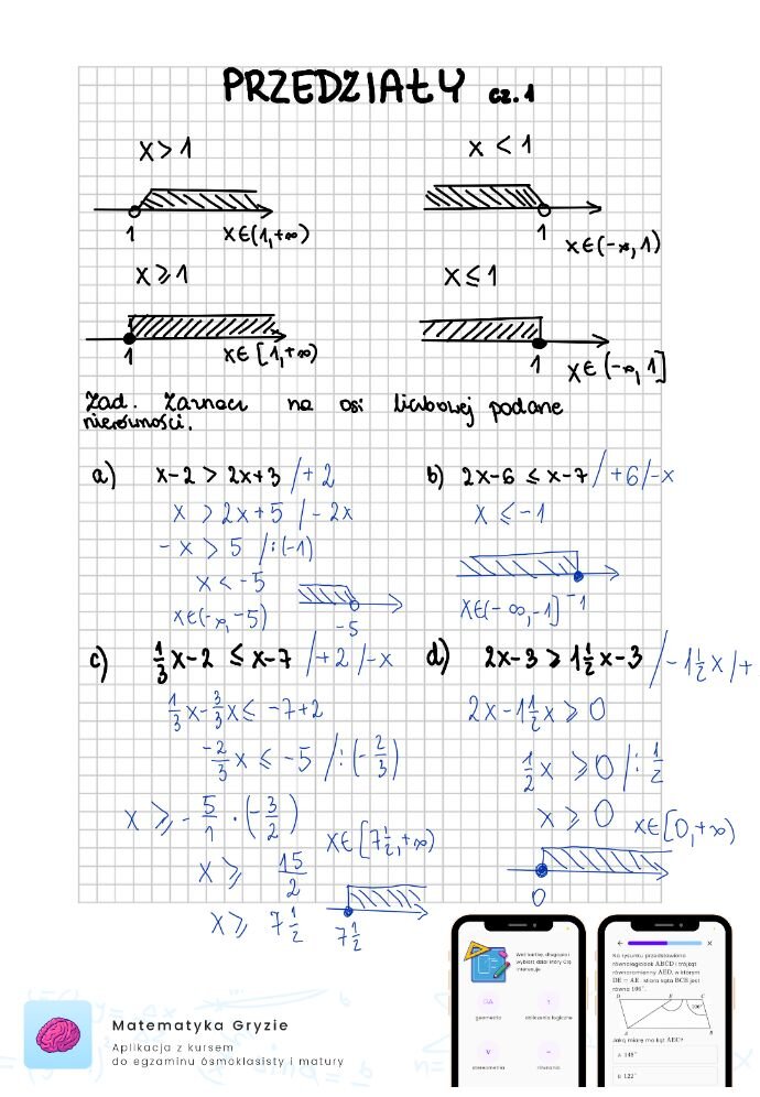 przedziały na osi liczbowej