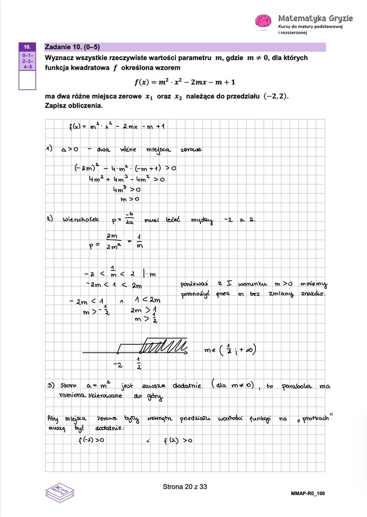 Rozwiązania do arkusza maturalnego z matematyki rozszerzonej Maj 2026 - schemat rozwiązania zadania otwartego.