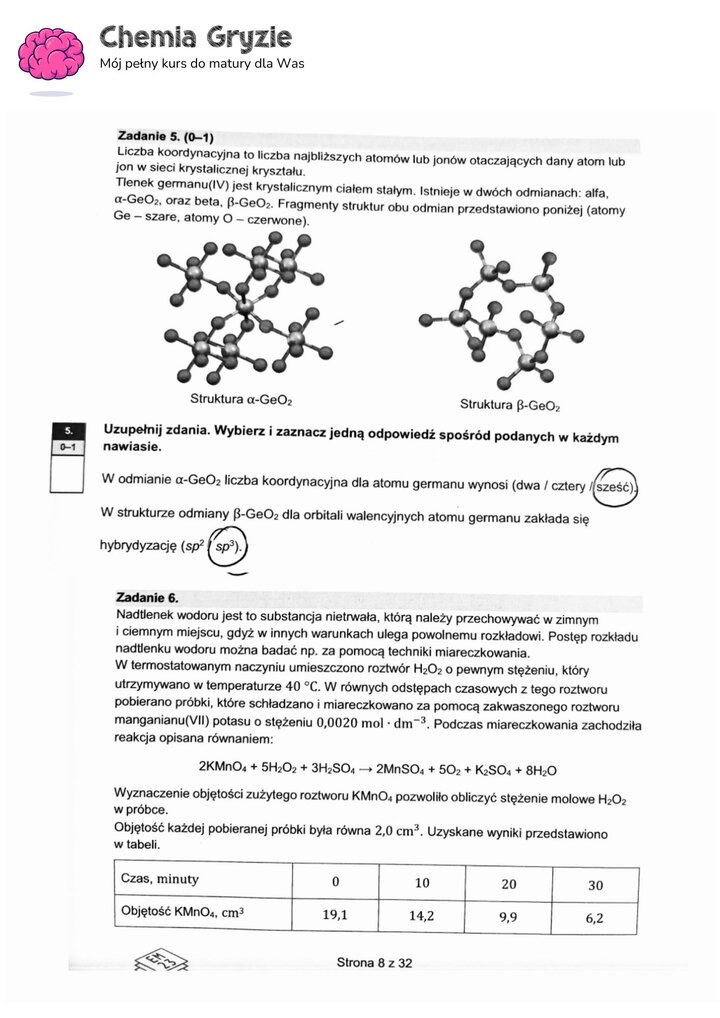 zadanie 5, 6 matura CKE chemia formuła 2015
