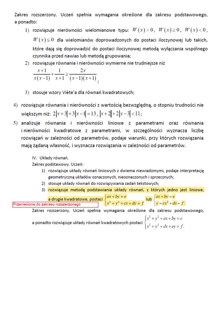 Wymagania na maturę z matematyki 2023 i 2024 
