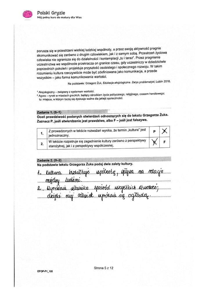 rozwiązania starej matury podstawowej język polski 2024