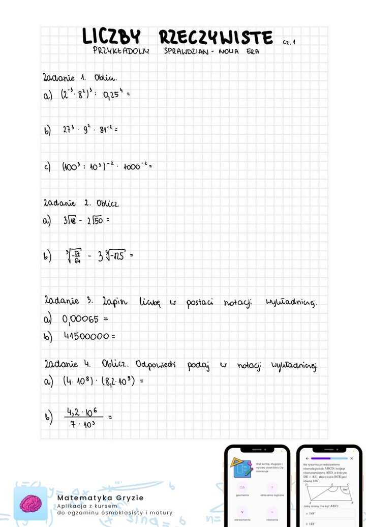 Zadania na sprawdzian Nowa Era - Liczby rzeczywiste