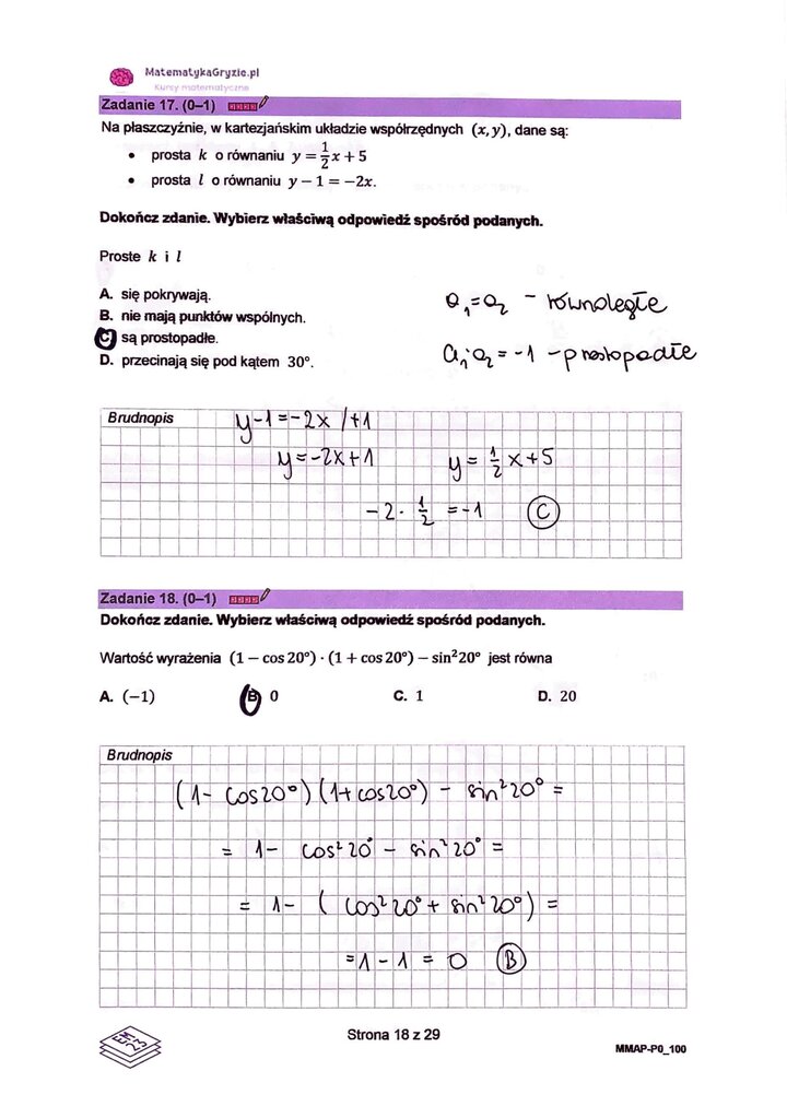 zadanie 17 i 18, matura próbna matematyka wrzesień 2022