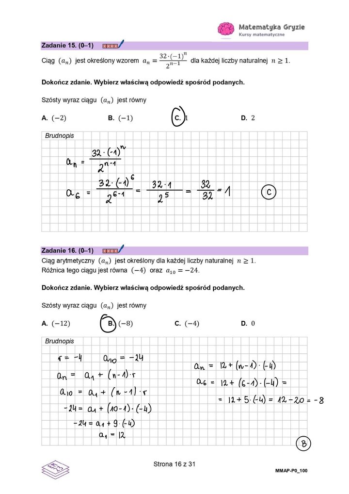 Zadanie z matematyki z użyciem własności ciągów.