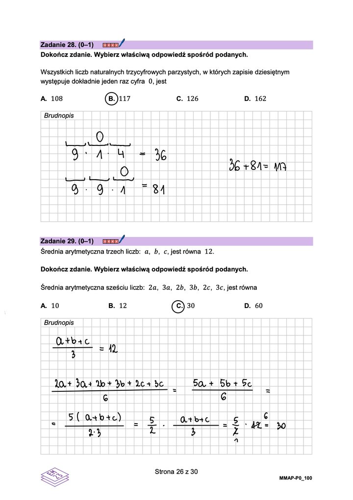 Fragment arkusza maturalnego z matematyki podstawowej - zadanie z zastosowaniem reguły mnożenia z kombinatoryki.