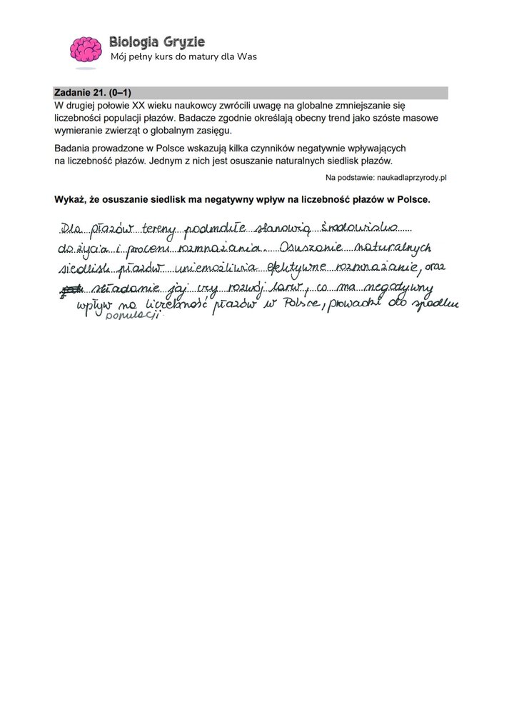 zadanie 21 matura CKE biologia formuła 2015