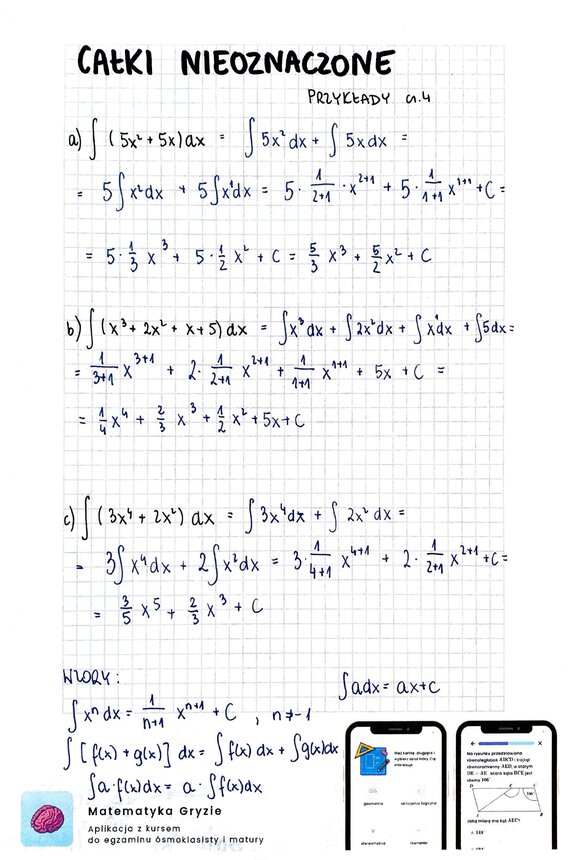 Całki nieoznaczone - przykłady cz. 4