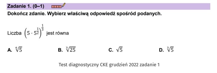 Potęgi i pierwiastki zadania maturalne