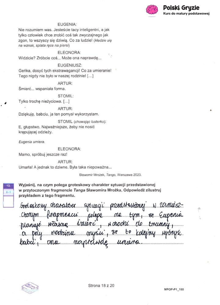 Fragment arkusza maturalnego z języka polskiego – pytania dotyczące wybranych lektur obowiązkowych.