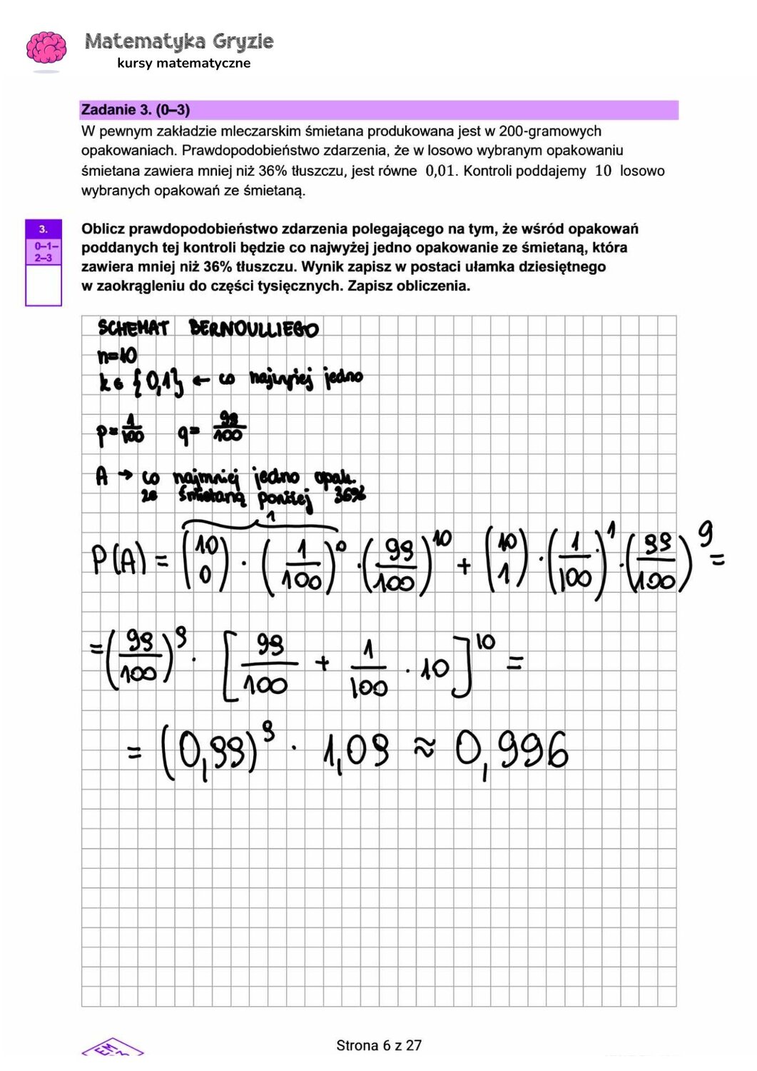 zadanie 3 matura rozszerzona CKE matematyka